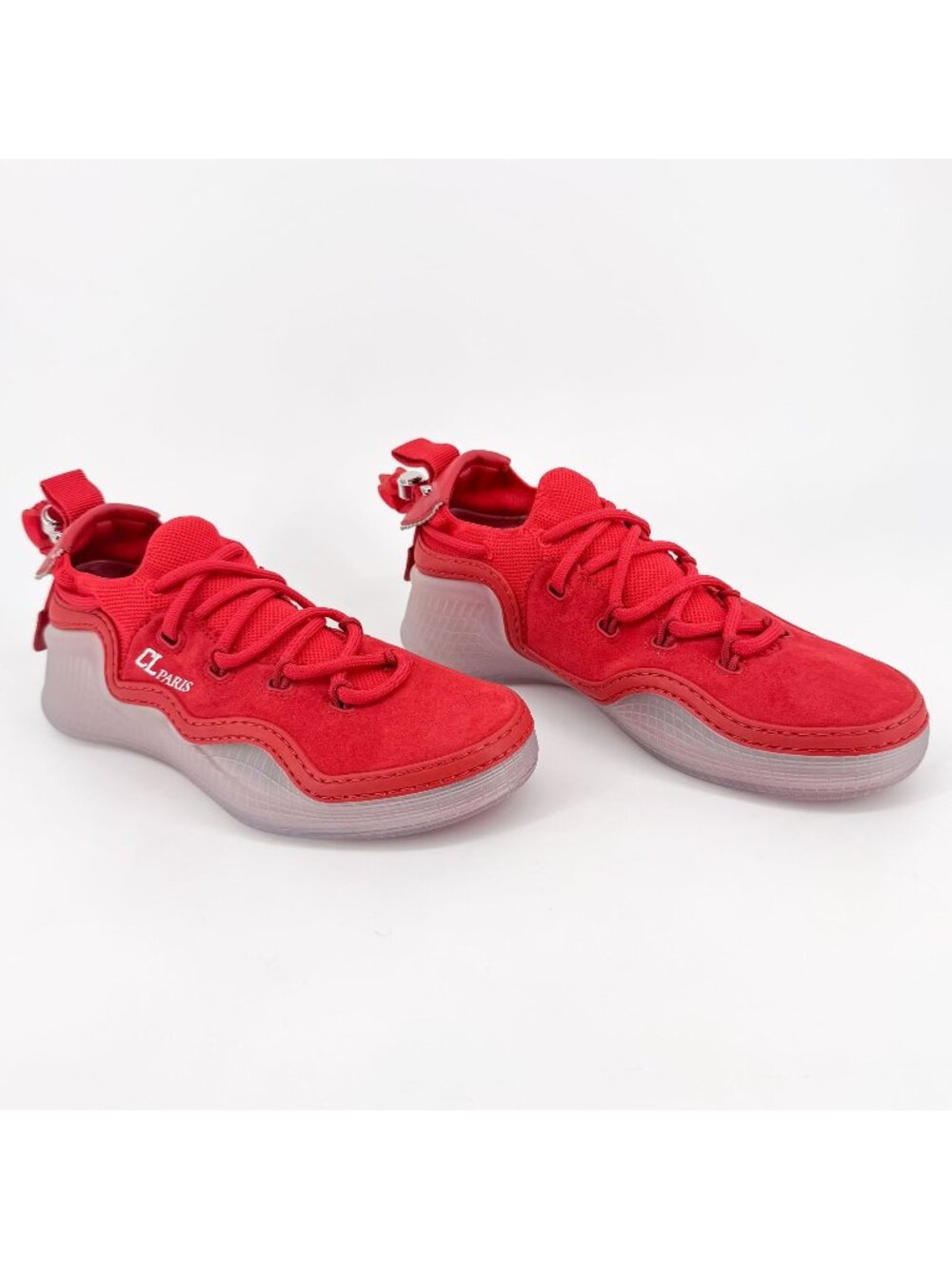 Christian Louboutin Arpoador Red Sock Sneakers Size 39.5 US 9.5 Suede Drawstring
